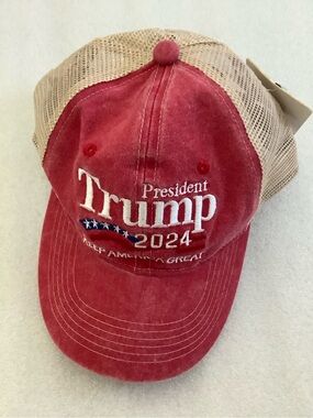 Trump  2024  Red Mesh Back Campaign Baseball Cap